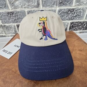 Jean-Michel Basquiat Men's Beige / Navy Dinosaur Embroidered Cap